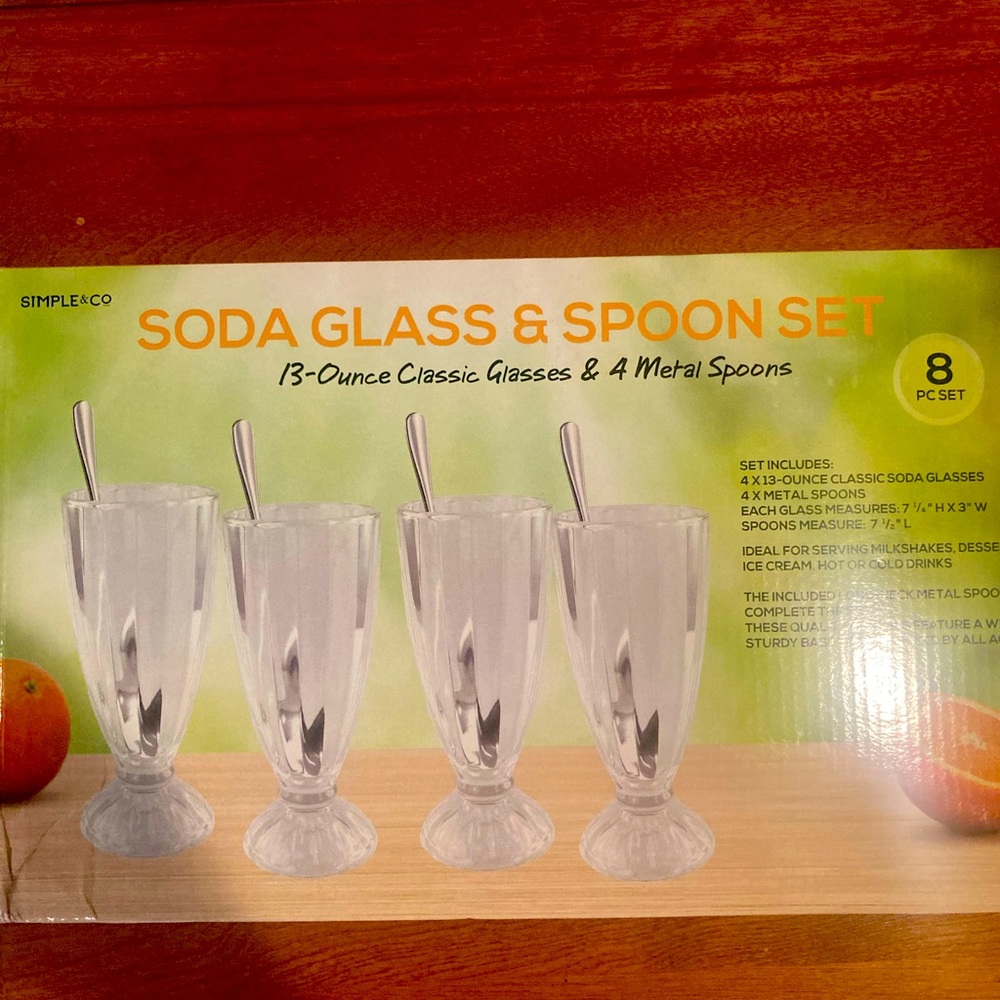 Soda Glass and Spoon Set